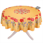 French Provencal tablecloth - Acrylic coated cotton, Spill - proof - 70" round - Poppies yellow | Tissus Toselli Tablecloth La Vie Bien French Provencal tablecloth - Acrylic coated cotton, Spill - proof - 70" round - Poppies yellow | Tissus Toselli