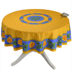 French Provencal tablecloth - Acrylic coated cotton, Spill - proof - 70" Round - Sunflower blue | Le Cluny Tablecloth La Vie Bien French Provencal tablecloth - Acrylic coated cotton, Spill - proof - 70" Round - Sunflower blue | Le Cluny