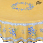 French Provencal tablecloth - Acrylic coated cotton, Spill - proof - 70" Round - Valensole yellow | Label France Tablecloth La Vie Bien French Provencal tablecloth - Acrylic coated cotton, Spill - proof - 70" Round - Valensole yellow | Label France
