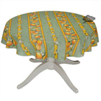 French Provencal tablecloth - Cotton, natural or acrylic - coated - 58" round - Lemon green | Tissus Toselli Tablecloth La Vie Bien French Provencal tablecloth - Cotton, natural or acrylic - coated - 58" round - Lemon green | Tissus Toselli