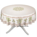 French Provencal tablecloth - Cotton, natural or acrylic - coated - 70" round - Clos des Oliviers cream | Label France Tablecloth La Vie Bien French Provencal tablecloth - Cotton, natural or acrylic - coated - 70" round - Clos des Oliviers cream | Label France