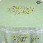 French Provencal tablecloth - Cotton, natural or acrylic - coated - 70" round - Clos des Oliviers green | Label France Tablecloth La Vie Bien French Provencal tablecloth - Cotton, natural or acrylic - coated - 70" round - Clos des Oliviers green | Label France
