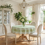 French Provencal tablecloth - Cotton, natural or acrylic - coated - 70" round - Clos des Oliviers green | Label France Tablecloth La Vie Bien French Provencal tablecloth - Cotton, natural or acrylic - coated - 70" round - Clos des Oliviers green | Label France