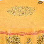 French Provencal tablecloth - Cotton, natural or acrylic - coated - 70" round - Clos des Oliviers yellow | Label France Tablecloth La Vie Bien French Provencal tablecloth - Cotton, natural or acrylic - coated - 70" round - Clos des Oliviers yellow | Label France