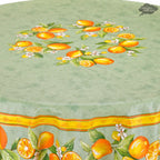 French Provencal tablecloth - Cotton, natural or acrylic - coated - 70" round - Lemon green | Tissus Toselli Tablecloth La Vie Bien French Provencal tablecloth - Cotton, natural or acrylic - coated - 70" round - Lemon green | Tissus Toselli