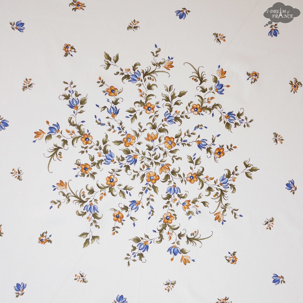 French Provencal tablecloth - Cotton, natural or acrylic - coated - 70" round - Moustiers blue | Tissus Toselli Tablecloth La Vie Bien French Provencal tablecloth - Cotton, natural or acrylic - coated - 70" round - Moustiers blue | Tissus Toselli