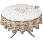 French Provencal tablecloth - Cotton, natural or acrylic - coated - 70" round - Moustiers blue | Tissus Toselli Tablecloth La Vie Bien French Provencal tablecloth - Cotton, natural or acrylic - coated - 70" round - Moustiers blue | Tissus Toselli