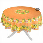 French Provencal tablecloth - Polyester - Stain - resistant - 70" round - Citrus orange| Provence Imports Tablecloth La Vie Bien French Provencal tablecloth - Polyester - Stain - resistant - 70" round - Citrus orange| Provence Imports