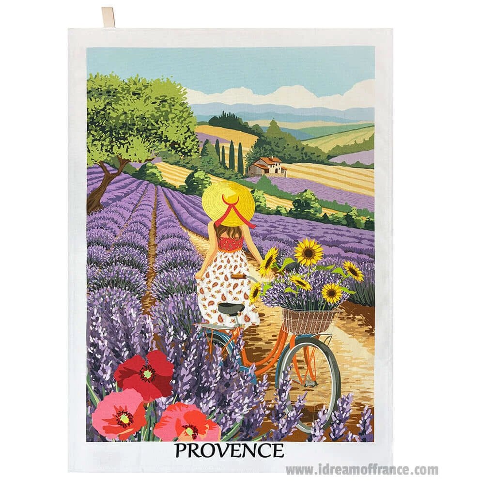 Provence Lavender Hills French Cotton Kitchen Towel by Label France by I Dream of France