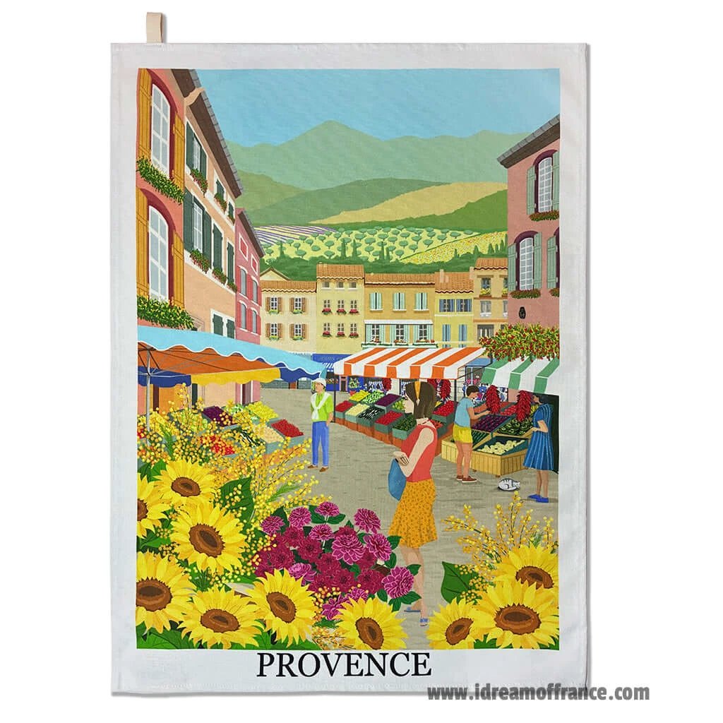 Provence Street Market French Cotton Kitchen Towel by Label France by I Dream of France