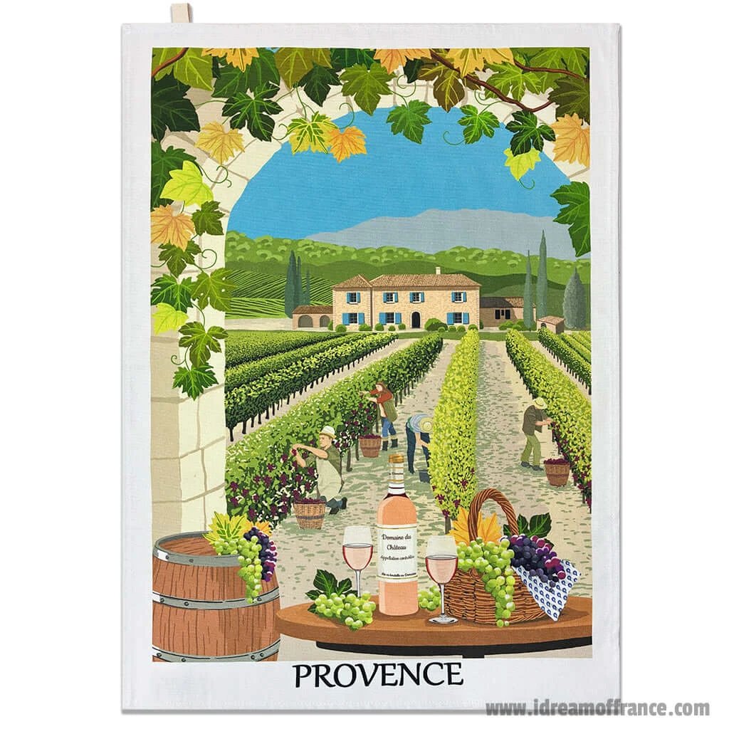 Provence Winery French Cotton Kitchen Towel by Label France by I Dream of France