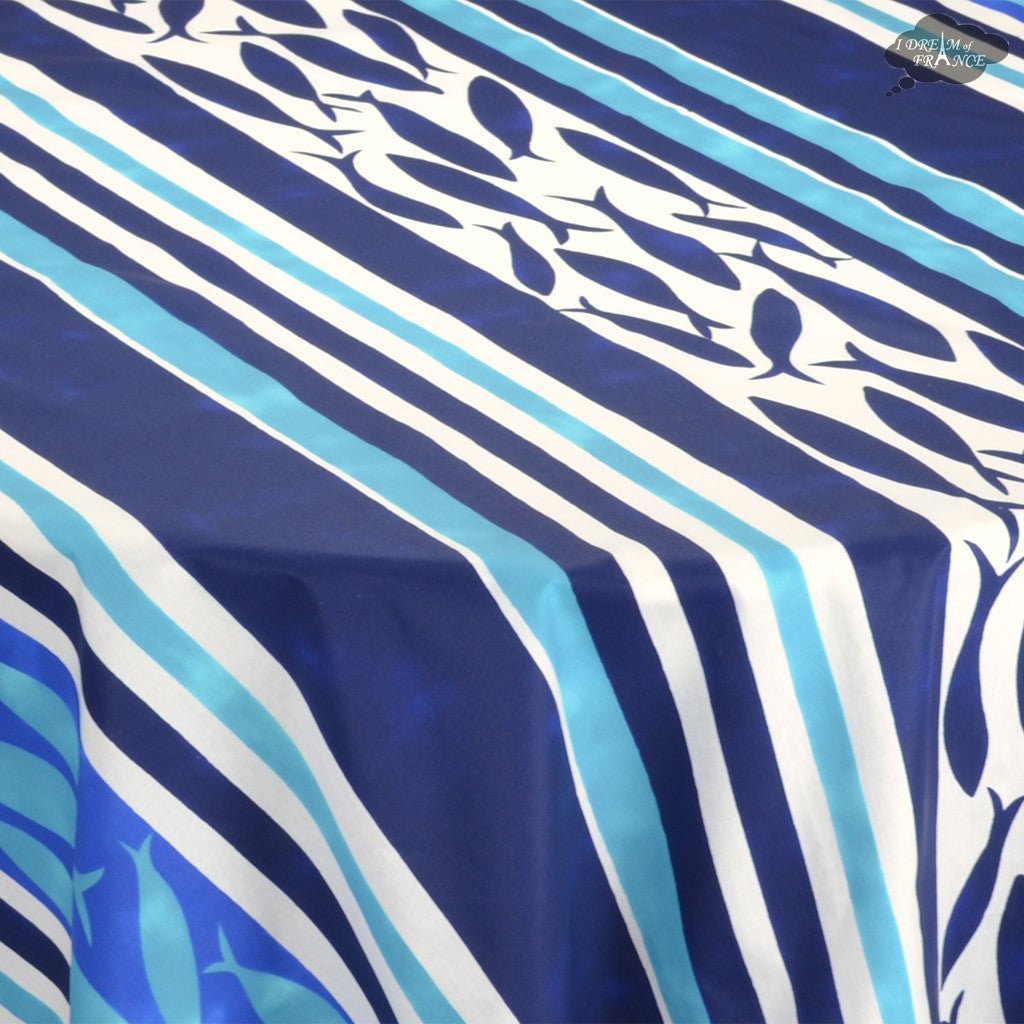 French tablecloth - Acrylic coated cotton, Spill - proof - 70" Round - Fishy Fish | Le Cluny Tablecloth La Vie Bien French tablecloth - Acrylic coated cotton, Spill - proof - 70" Round - Fishy Fish | Le Cluny