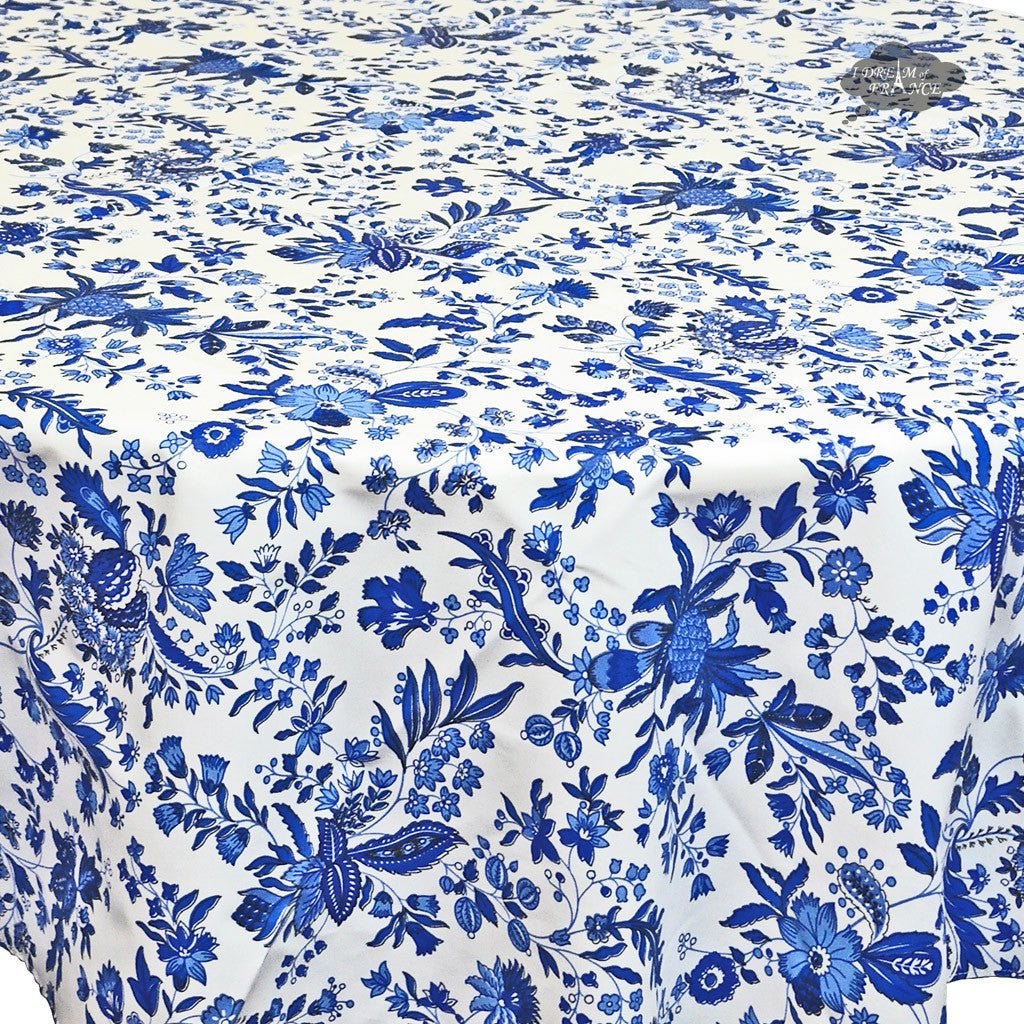French tablecloth - Cotton, natural or acrylic - coated - 70" Round - Versailles blue | Le Cluny Tablecloth La Vie Bien French tablecloth - Cotton, natural or acrylic - coated - 70" Round - Versailles blue | Le Cluny