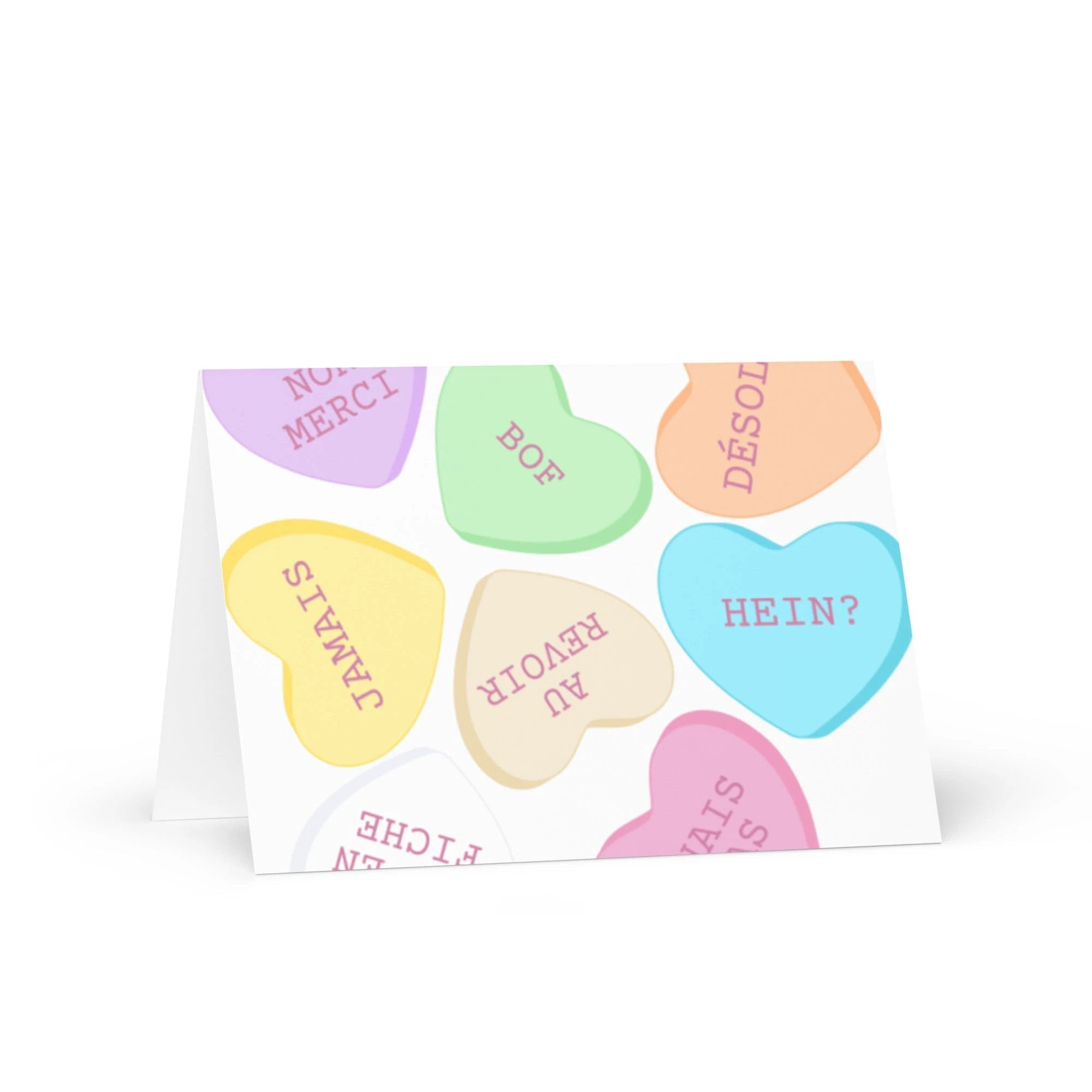 French Valentine's Day candy hearts Greeting card by La Vie Bien
