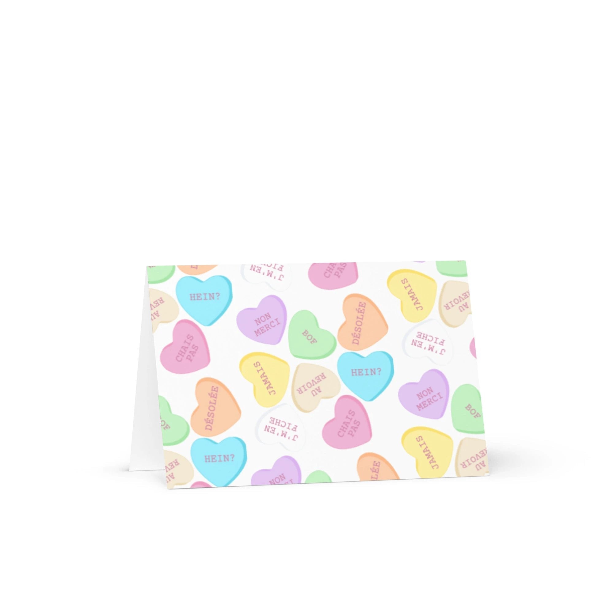 French Valentine's Day candy hearts Greeting card by La Vie Bien