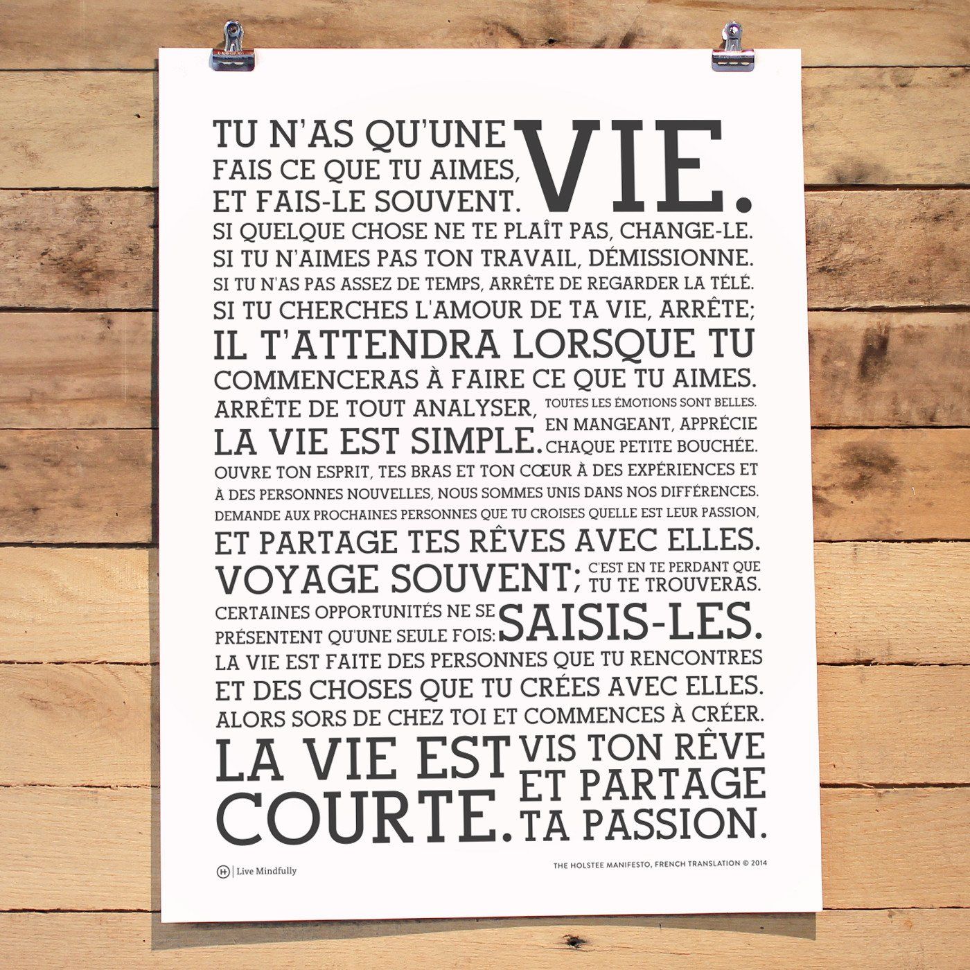 Holstee Manifesto French Poster