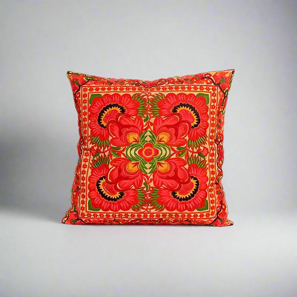 Frida Flower Embroidered Mexican Flower Boho Cushion - Thailand Decor La Vie Bien Frida Flower Embroidered Mexican Flower Boho Cushion - Thailand