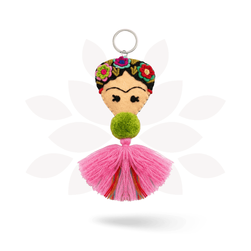 Frida Kahlo Embroidered Keychain / Zipper Pull - Mexico Keychains La Vie Bien Frida Kahlo Embroidered Keychain / Zipper Pull - Mexico