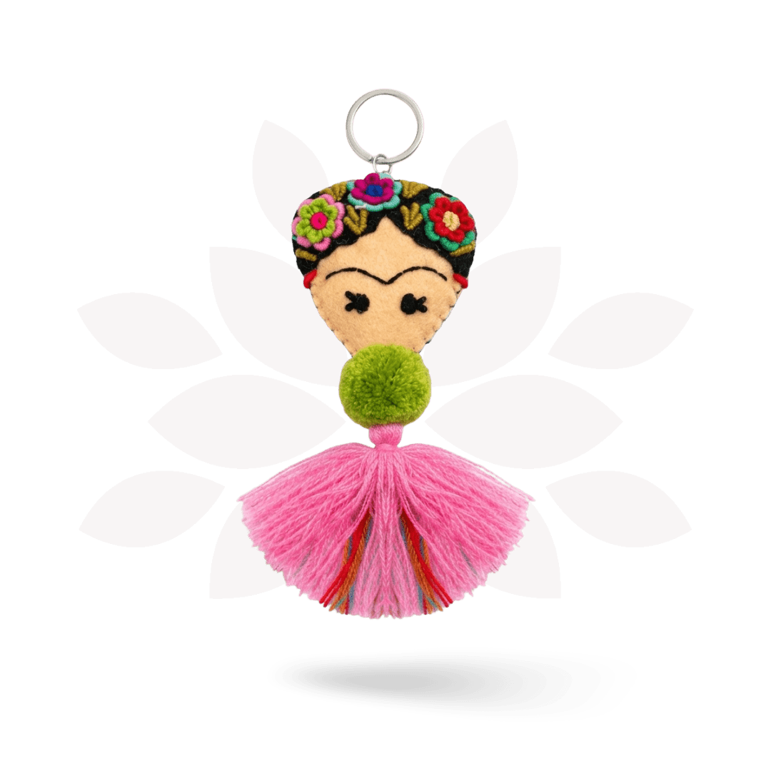 Frida Kahlo Embroidered Keychain / Zipper Pull - Mexico Keychains La Vie Bien Frida Kahlo Embroidered Keychain / Zipper Pull - Mexico