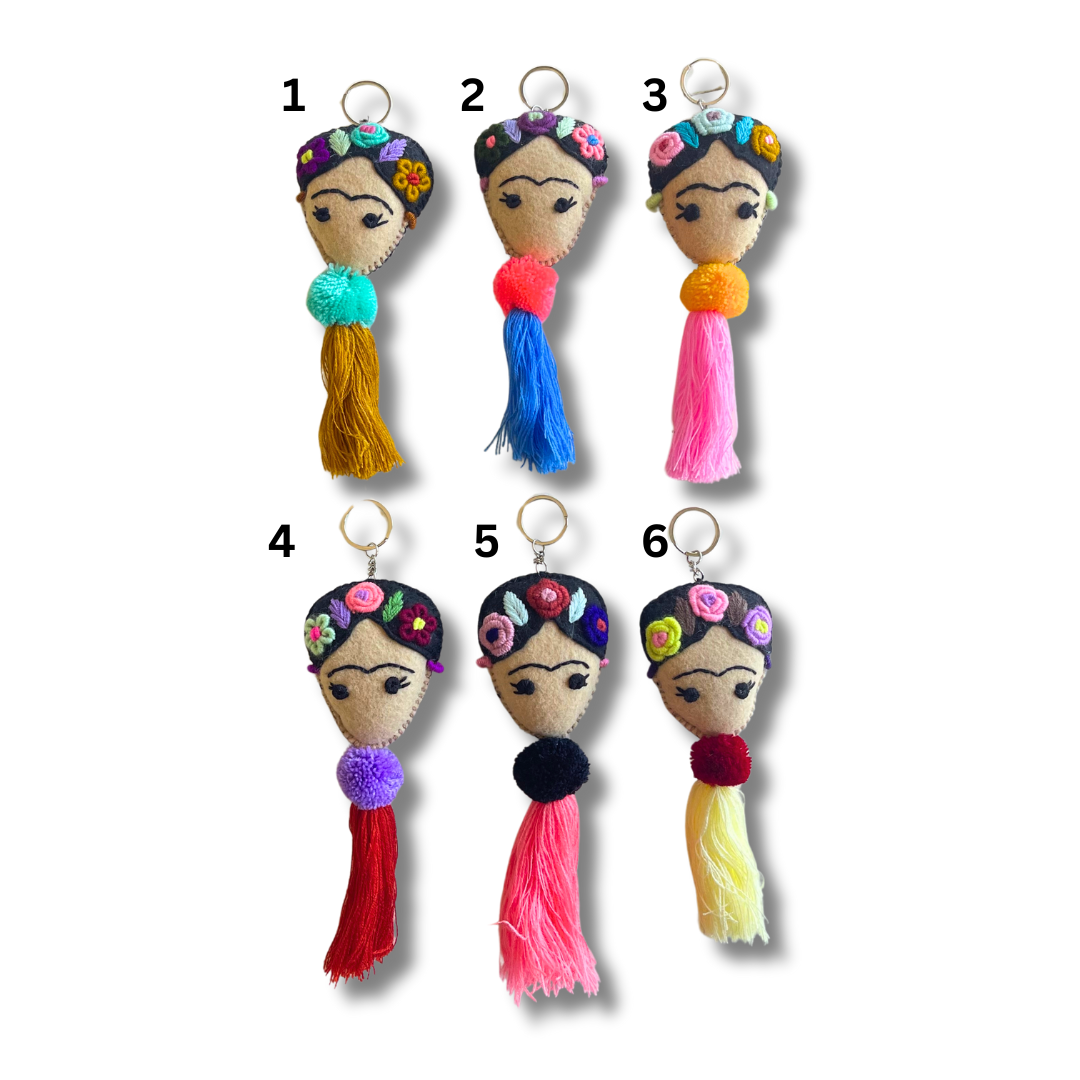 Frida Kahlo Embroidered Keychain / Zipper Pull - Mexico Keychains La Vie Bien Frida Kahlo Embroidered Keychain / Zipper Pull - Mexico
