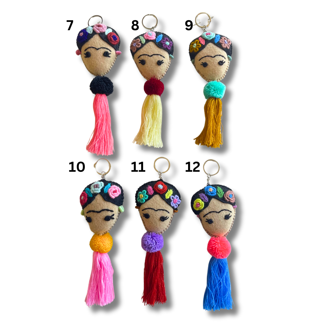 Frida Kahlo Embroidered Keychain / Zipper Pull - Mexico Keychains La Vie Bien Frida Kahlo Embroidered Keychain / Zipper Pull - Mexico
