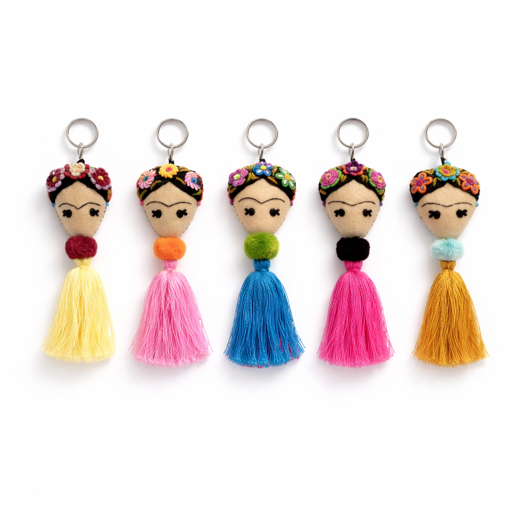 Frida Kahlo Embroidered Keychain / Zipper Pull - Mexico Keychains La Vie Bien Frida Kahlo Embroidered Keychain / Zipper Pull - Mexico