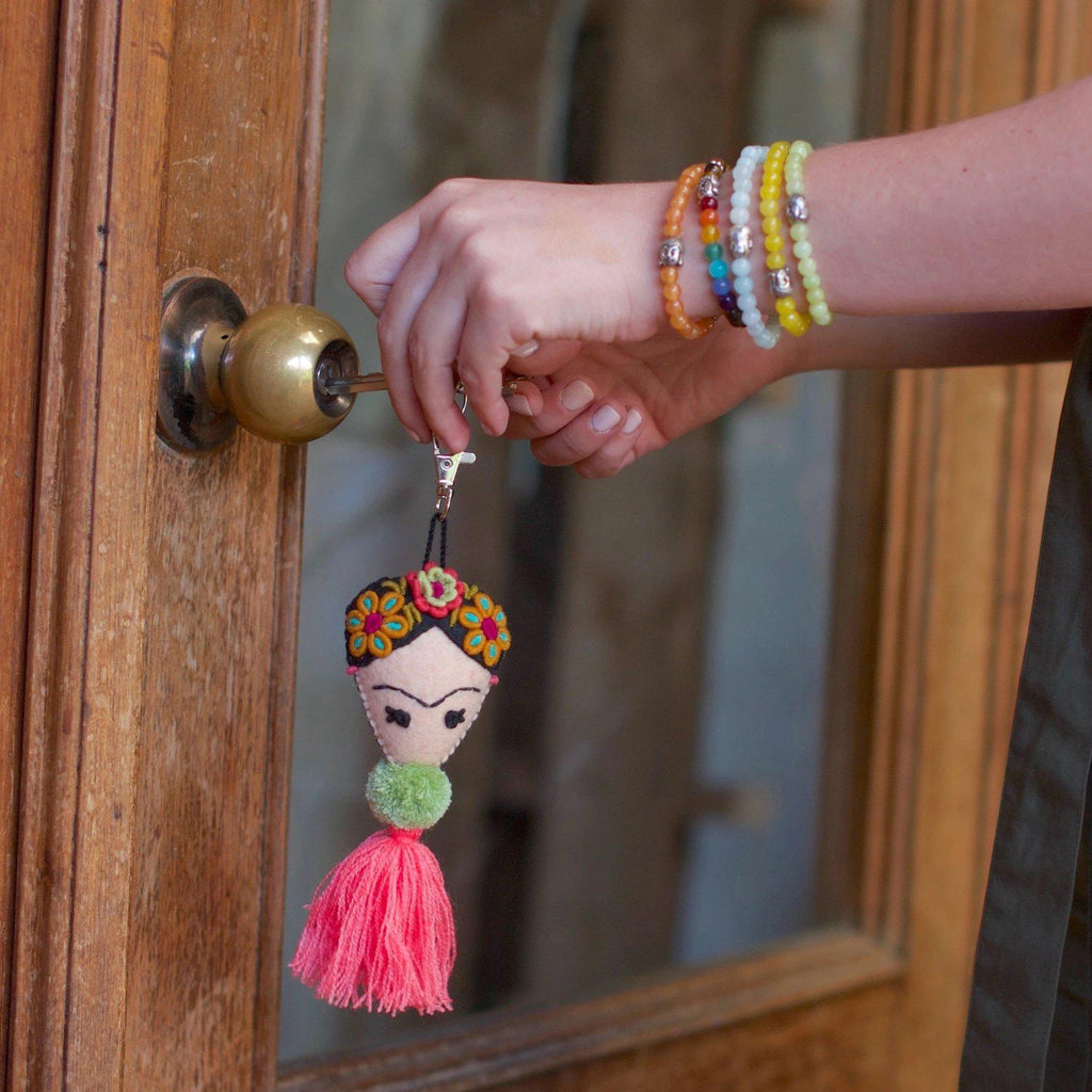 Frida Kahlo Embroidered Keychain / Zipper Pull - Mexico Keychains La Vie Bien Frida Kahlo Embroidered Keychain / Zipper Pull - Mexico