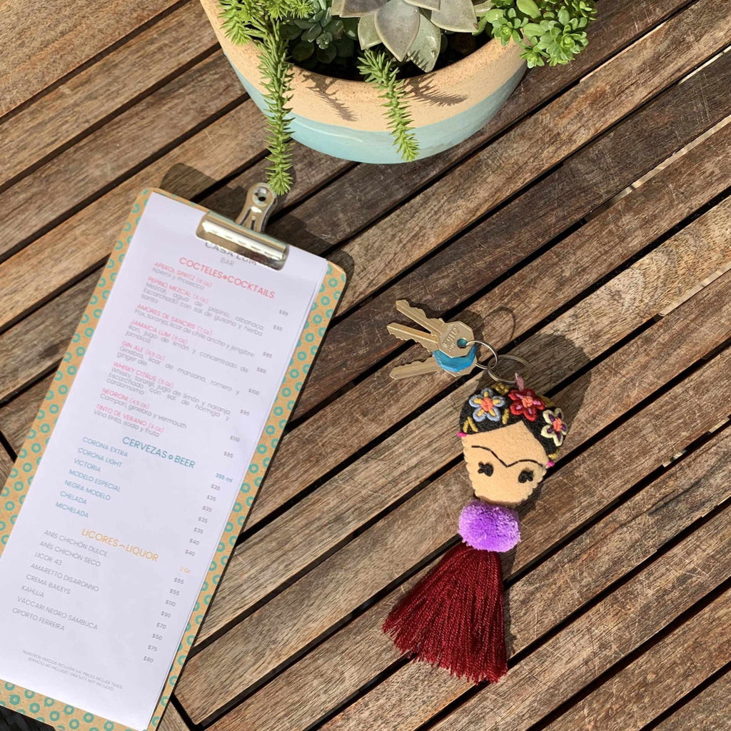 Frida Kahlo Embroidered Keychain / Zipper Pull - Mexico Keychains La Vie Bien Frida Kahlo Embroidered Keychain / Zipper Pull - Mexico
