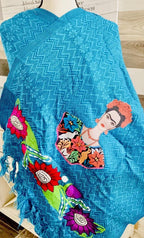 Frida Kahlo Embroidered Shawl Rebosos Bordados de Frida Kahlo con Imagen La Vie Bien Frida Kahlo Embroidered Shawl Rebosos Bordados de Frida Kahlo con Imagen
