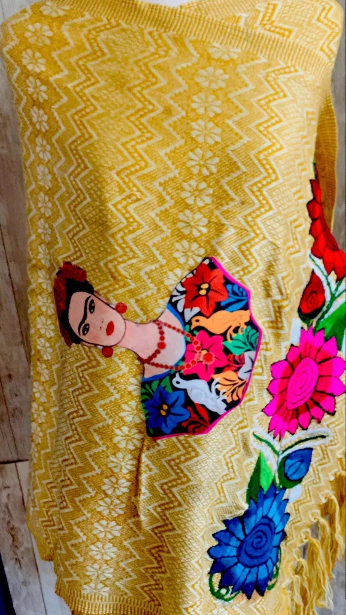 Frida Kahlo Embroidered Shawl Rebosos Bordados de Frida Kahlo con Imagen La Vie Bien Frida Kahlo Embroidered Shawl Rebosos Bordados de Frida Kahlo con Imagen
