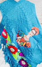 Frida Kahlo Embroidered Shawl Rebosos Bordados de Frida Kahlo con Imagen La Vie Bien Frida Kahlo Embroidered Shawl Rebosos Bordados de Frida Kahlo con Imagen