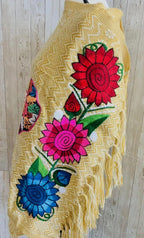 Frida Kahlo Embroidered Shawl Rebosos Bordados de Frida Kahlo con Imagen La Vie Bien Frida Kahlo Embroidered Shawl Rebosos Bordados de Frida Kahlo con Imagen