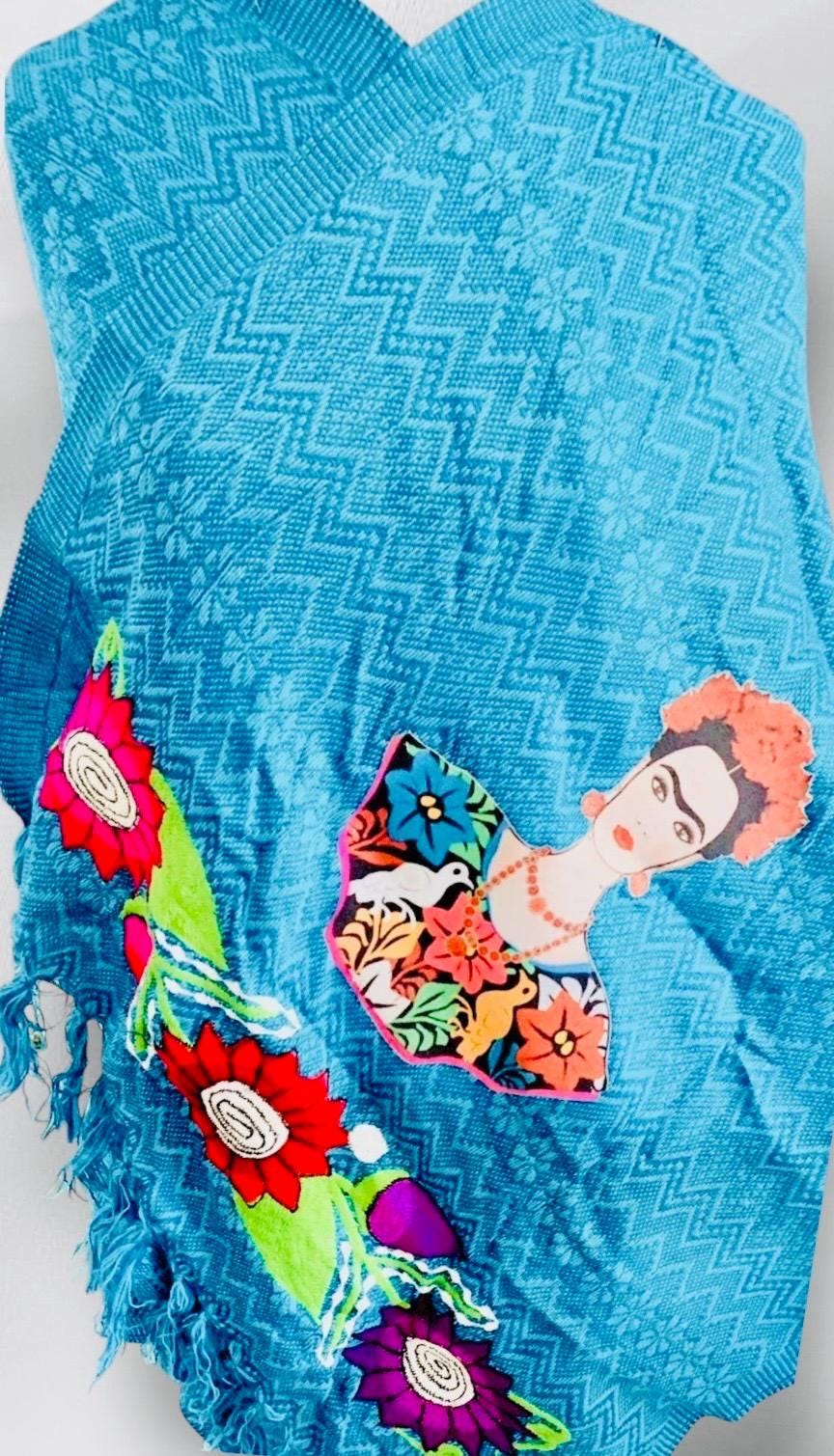 Frida Kahlo Embroidered Shawl Rebosos Bordados de Frida Kahlo con Imagen La Vie Bien Frida Kahlo Embroidered Shawl Rebosos Bordados de Frida Kahlo con Imagen