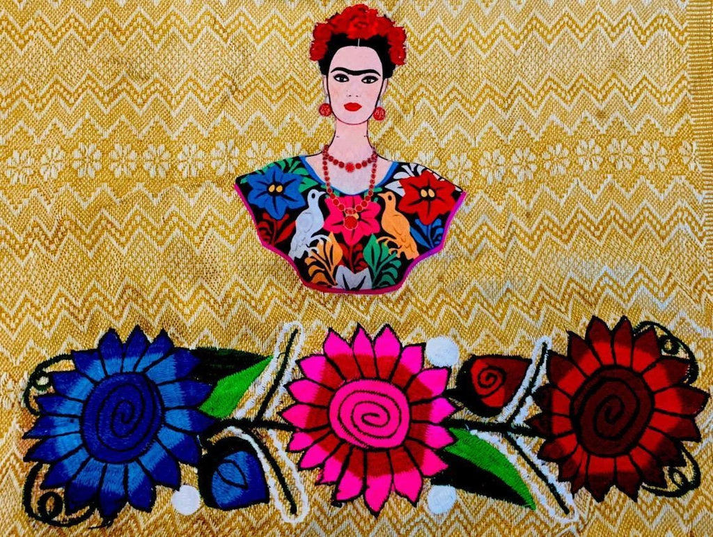 Frida Kahlo Embroidered Shawl Rebosos Bordados de Frida Kahlo con Imagen La Vie Bien Frida Kahlo Embroidered Shawl Rebosos Bordados de Frida Kahlo con Imagen