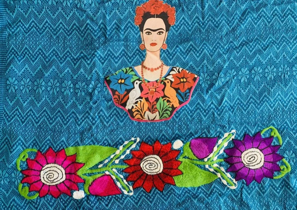 Frida Kahlo Embroidered Shawl Rebosos Bordados de Frida Kahlo con Imagen La Vie Bien Frida Kahlo Embroidered Shawl Rebosos Bordados de Frida Kahlo con Imagen