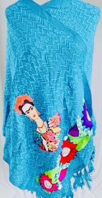 Frida Kahlo Embroidered Shawl Rebosos Bordados de Frida Kahlo con Imagen La Vie Bien Frida Kahlo Embroidered Shawl Rebosos Bordados de Frida Kahlo con Imagen