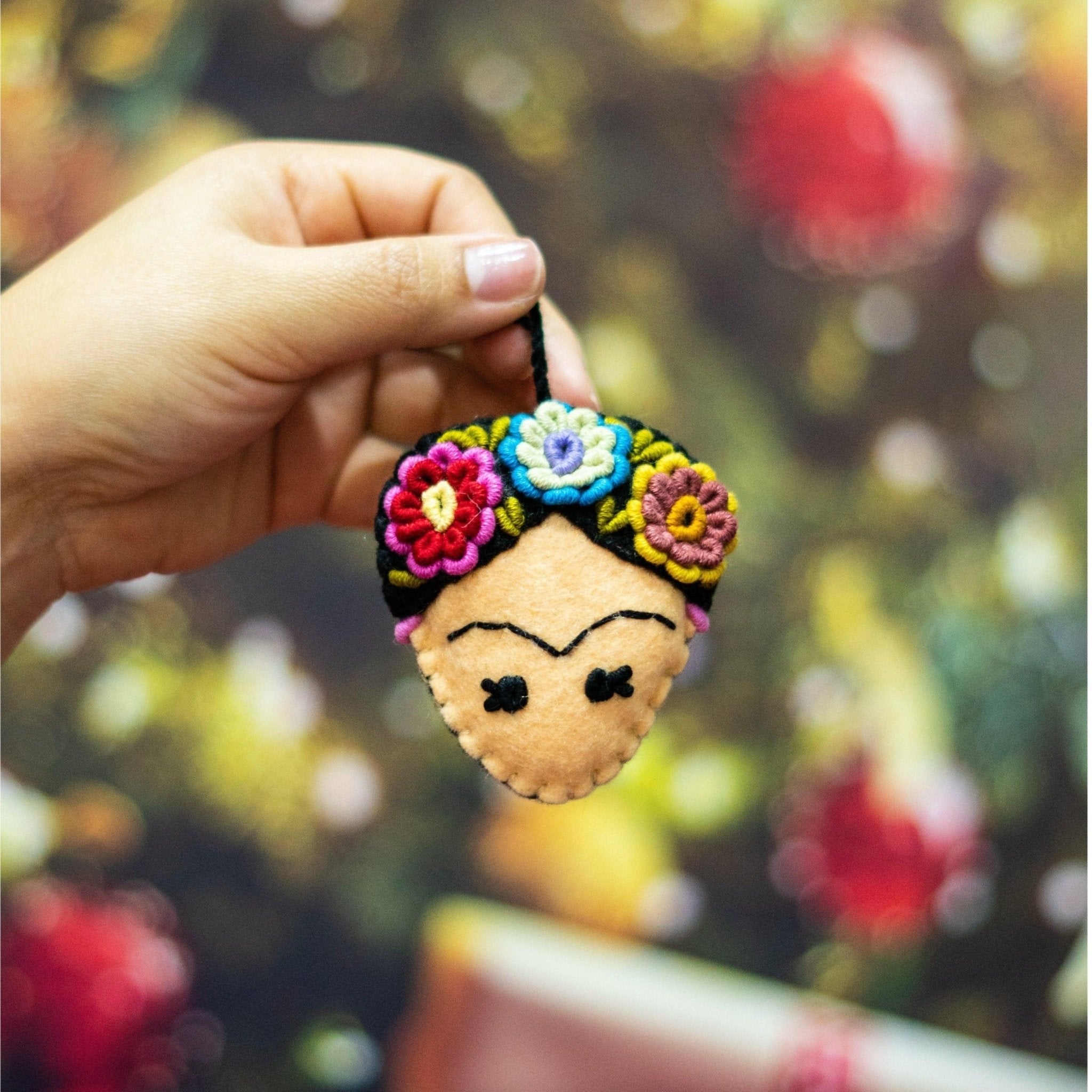 Frida Kahlo Felted Embroidered Handmade Ornament - Mexico Decor La Vie Bien Frida Kahlo Felted Embroidered Handmade Ornament - Mexico