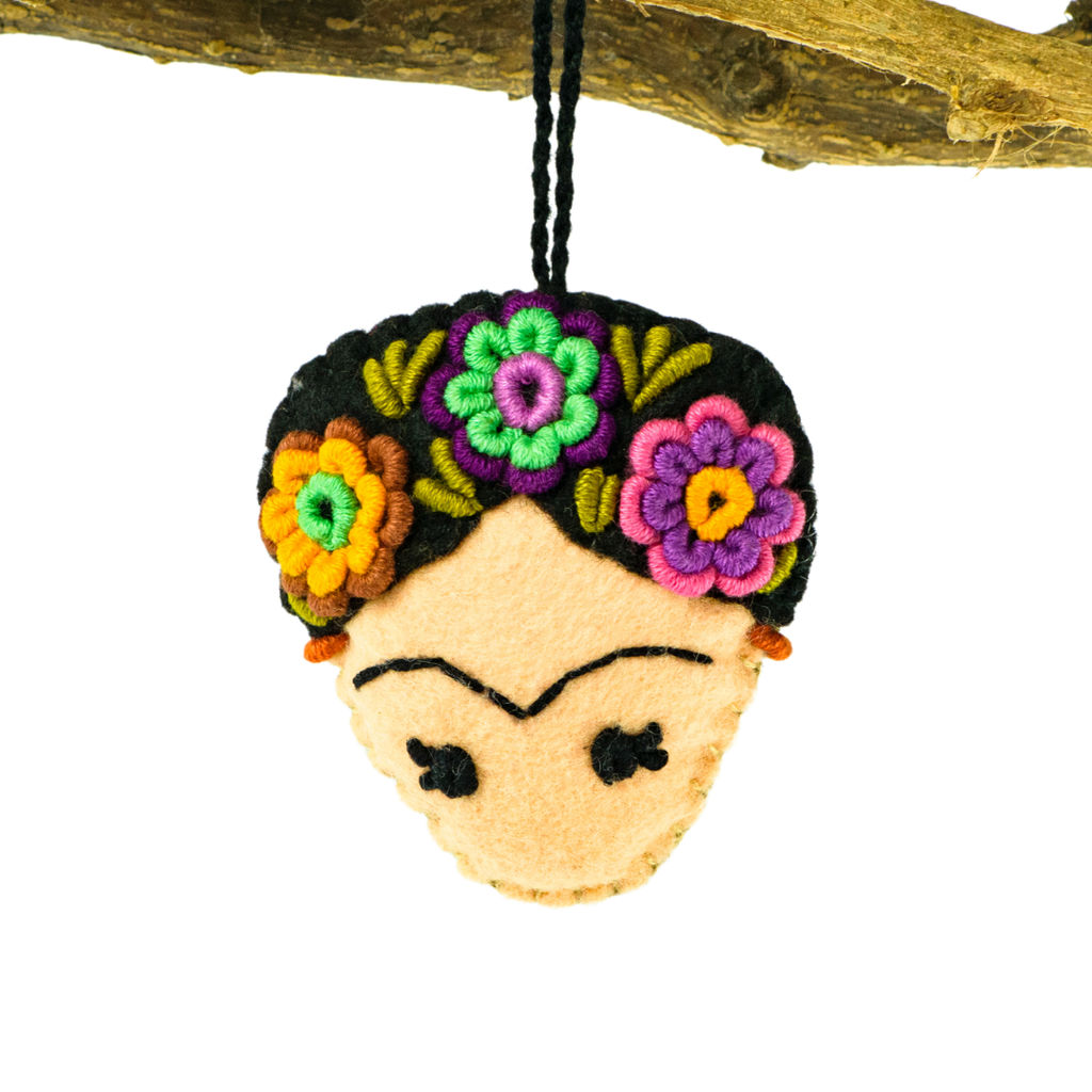 Frida Kahlo Felted Embroidered Handmade Ornament - Mexico Decor La Vie Bien Frida Kahlo Felted Embroidered Handmade Ornament - Mexico