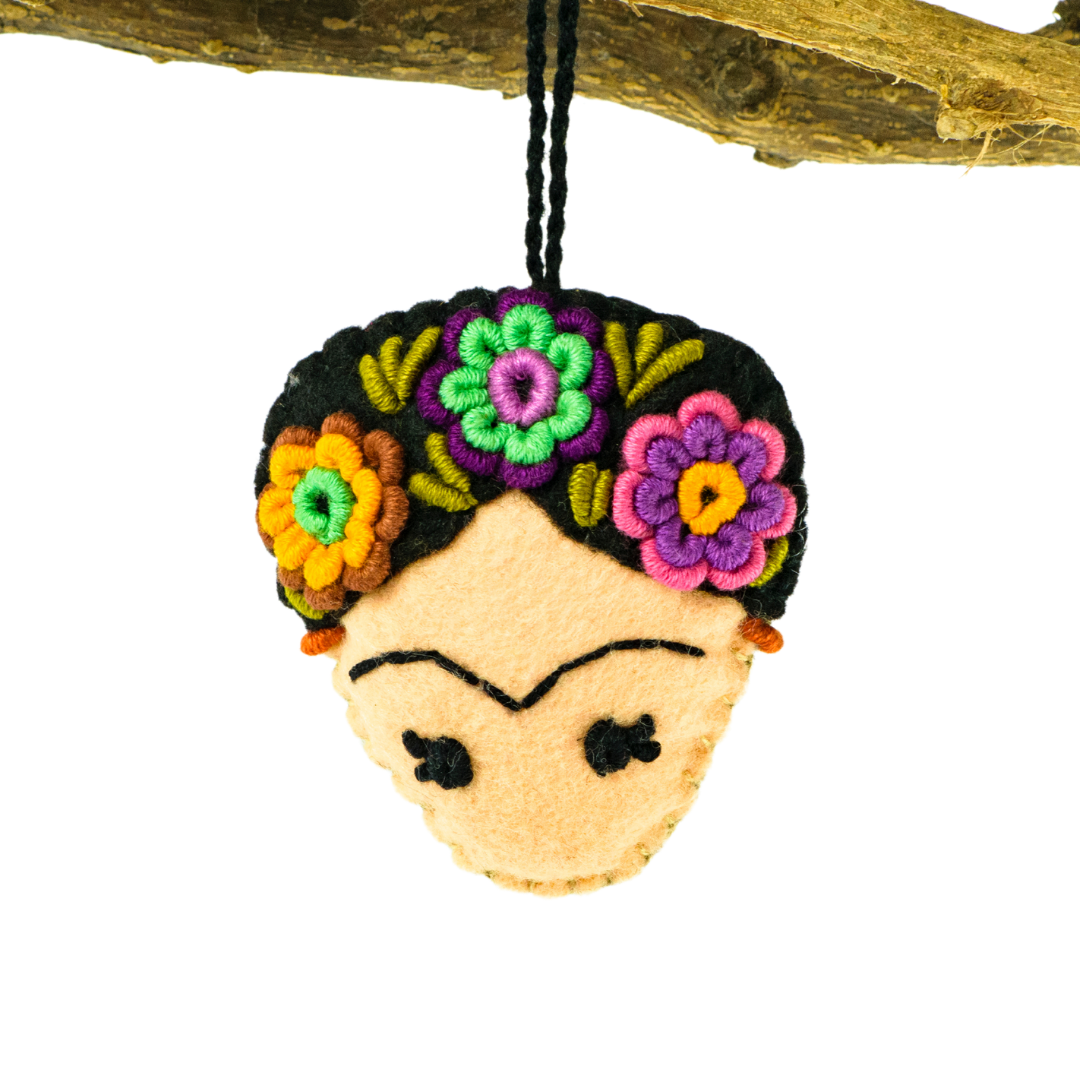 Frida Kahlo Felted Embroidered Handmade Ornament - Mexico Decor La Vie Bien Frida Kahlo Felted Embroidered Handmade Ornament - Mexico