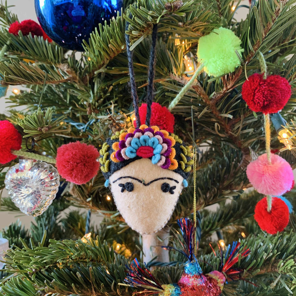 Frida Kahlo Felted Embroidered Handmade Ornament - Mexico Decor La Vie Bien Frida Kahlo Felted Embroidered Handmade Ornament - Mexico