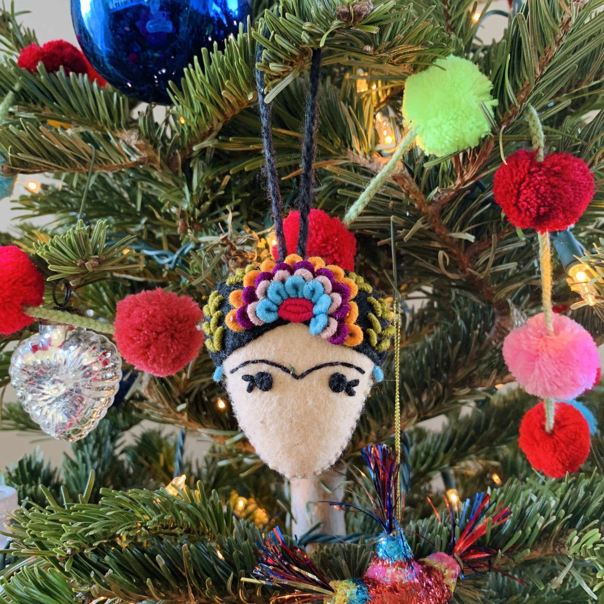 Frida Kahlo Felted Embroidered Handmade Ornament - Mexico Decor La Vie Bien Frida Kahlo Felted Embroidered Handmade Ornament - Mexico