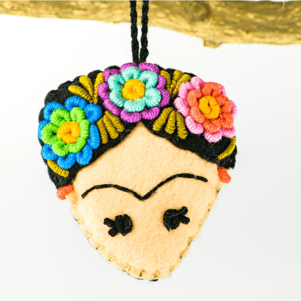 Frida Kahlo Felted Embroidered Handmade Ornament - Mexico Decor La Vie Bien Frida Kahlo Felted Embroidered Handmade Ornament - Mexico