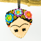 Frida Kahlo Felted Embroidered Handmade Ornament - Mexico Decor La Vie Bien Frida Kahlo Felted Embroidered Handmade Ornament - Mexico