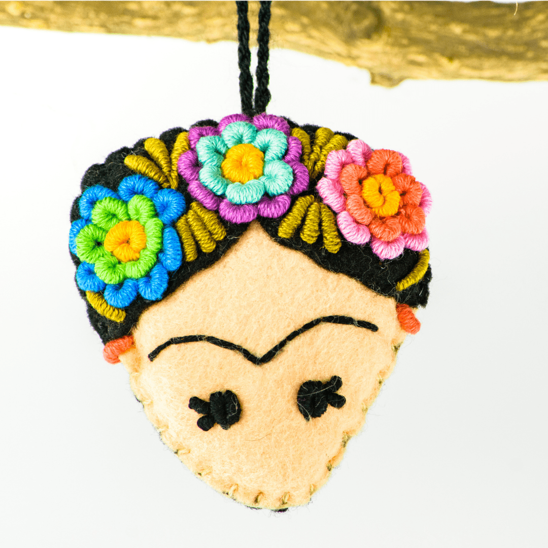 Frida Kahlo Felted Embroidered Handmade Ornament - Mexico Decor La Vie Bien Frida Kahlo Felted Embroidered Handmade Ornament - Mexico