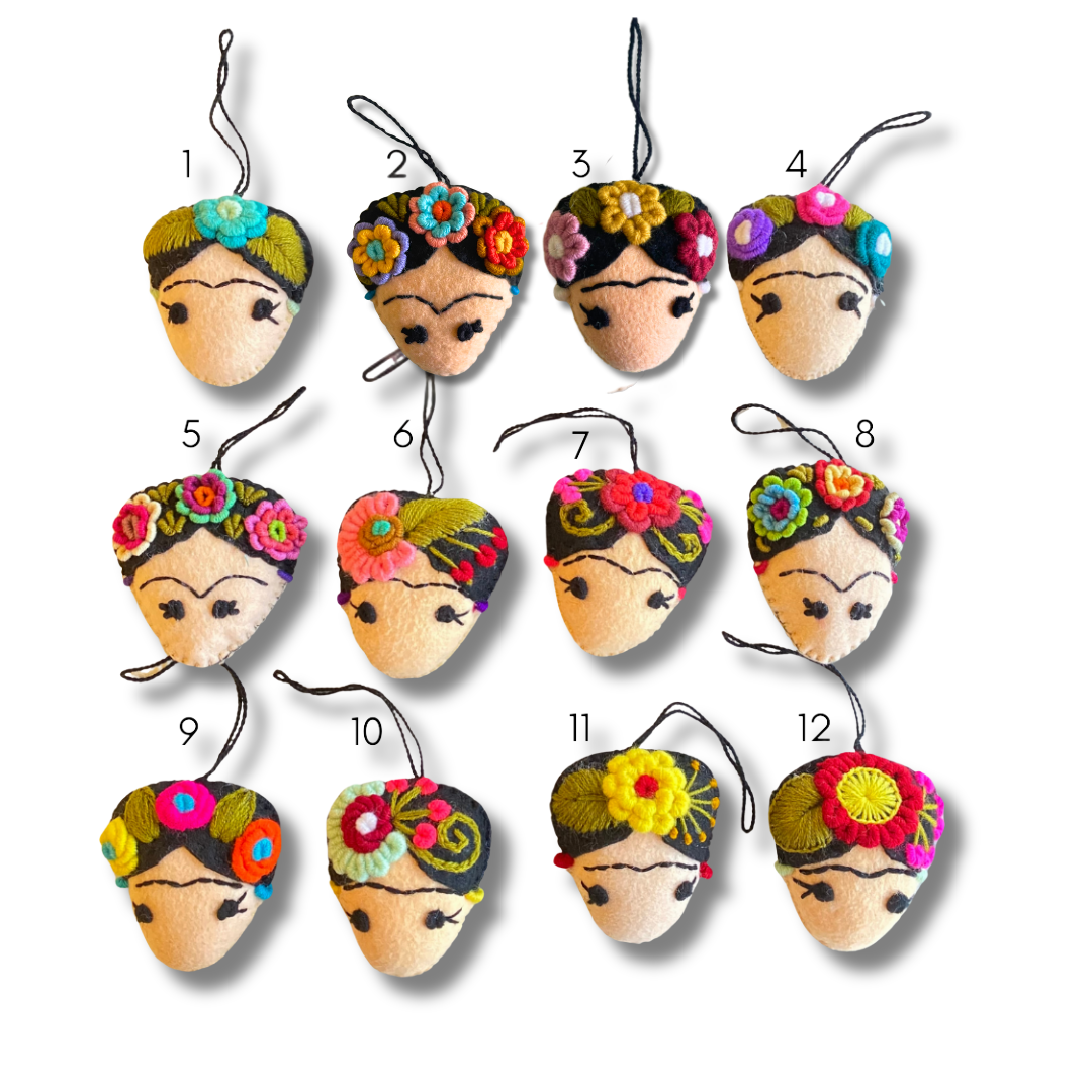 Frida Kahlo Felted Embroidered Handmade Ornament - Mexico Decor La Vie Bien Frida Kahlo Felted Embroidered Handmade Ornament - Mexico