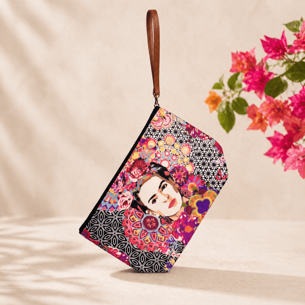 Frida Kahlo Printed Boho Wristlet | Clutch - Thailand Bags La Vie Bien Frida Kahlo Printed Boho Wristlet | Clutch - Thailand