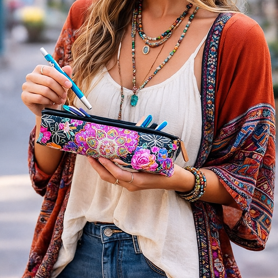Frida Kahlo Printed Pencil | Brush Boho Colorful Case - Thailand Bags La Vie Bien Frida Kahlo Printed Pencil | Brush Boho Colorful Case - Thailand