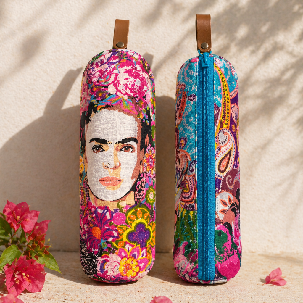 Frida Kahlo Printed Pencil | Brush Boho Colorful Case - Thailand Bags La Vie Bien Frida Kahlo Printed Pencil | Brush Boho Colorful Case - Thailand