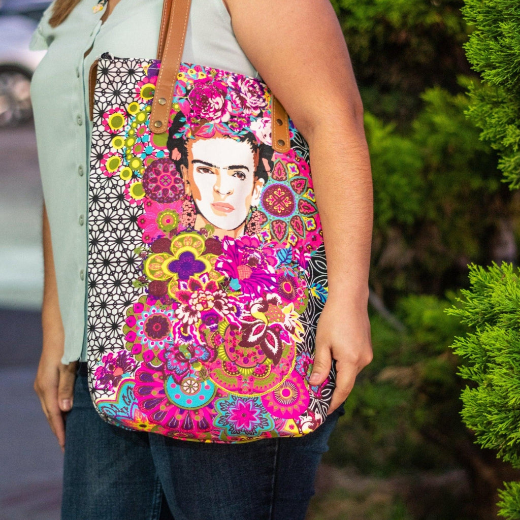 Frida Kahlo Printed Tote Bag with Zipper - Thailand Bags La Vie Bien Frida Kahlo Printed Tote Bag with Zipper - Thailand