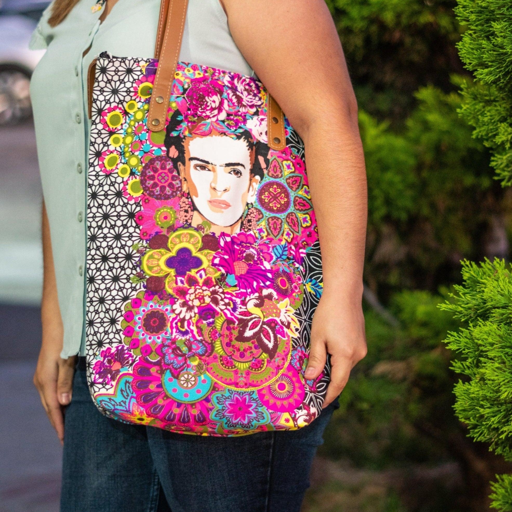 Frida Kahlo Printed Tote Bag with Zipper - Thailand Bags La Vie Bien Frida Kahlo Printed Tote Bag with Zipper - Thailand